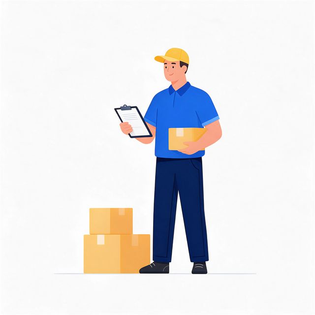 Courier preparing boxes to ship
